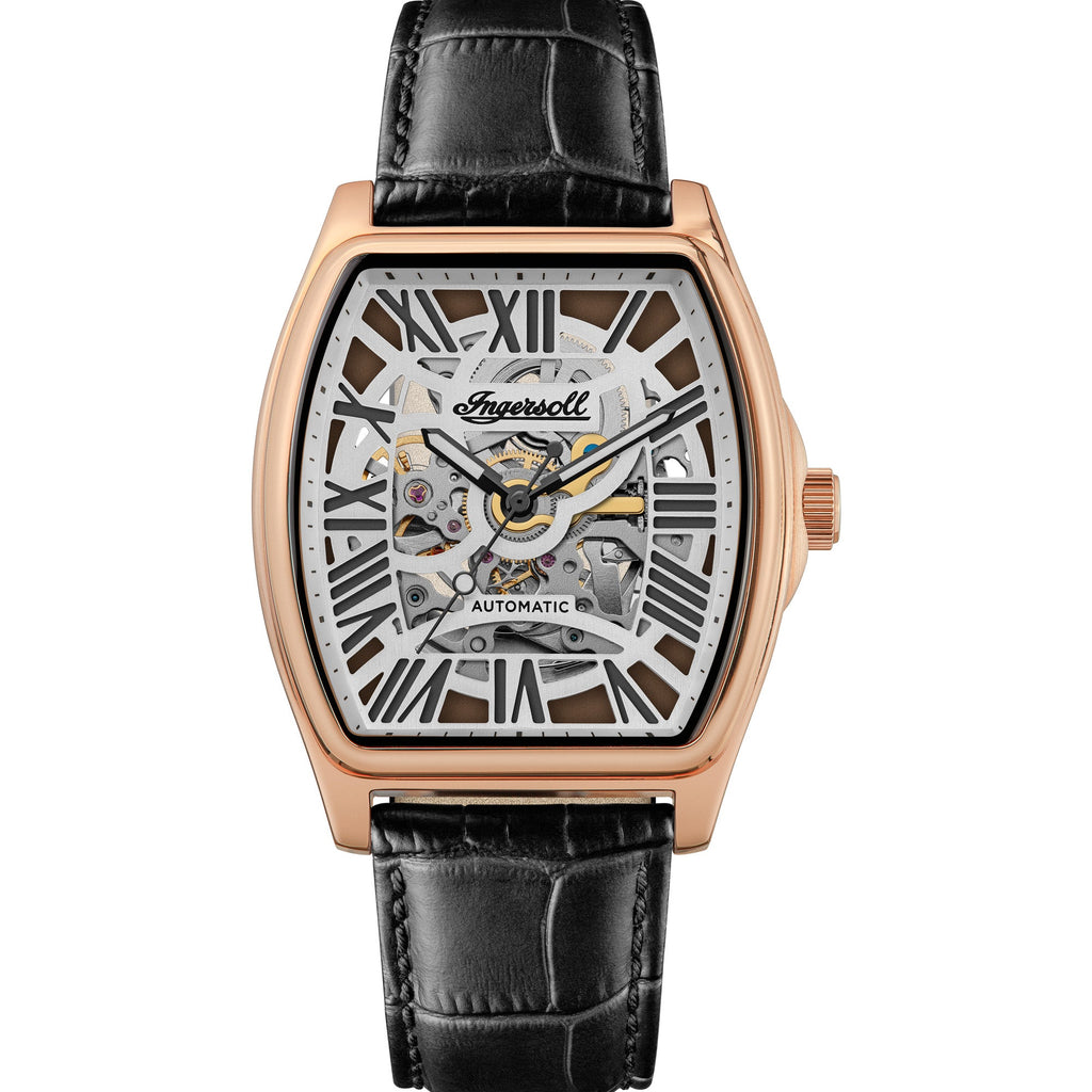 Ingersoll The California Automatic Rose Gold Black Leather Strap Watch