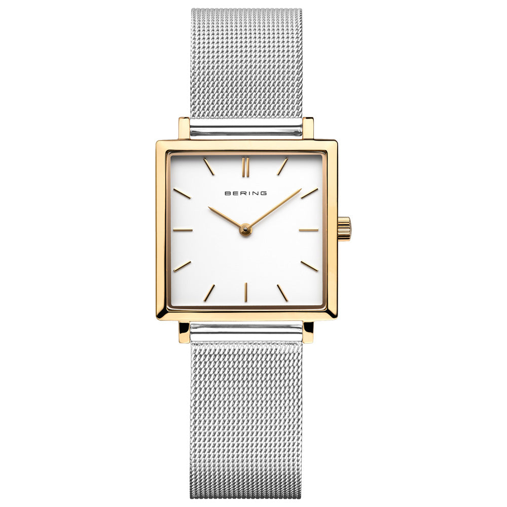 Bering Classic 26mm Polished Gold Case and Silver Strap Watch