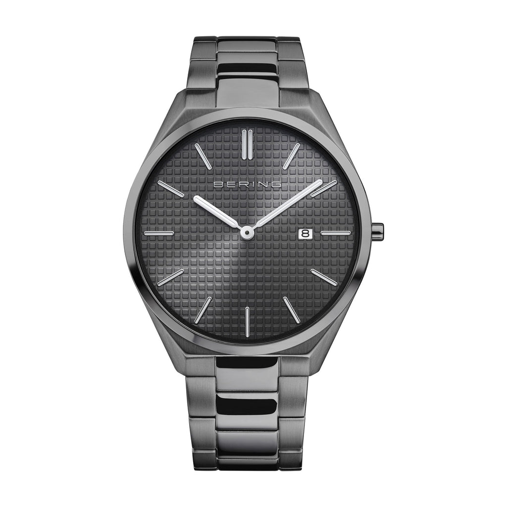 Bering Ultra Slim 40mm Grey Stainless Steel Strap Watch