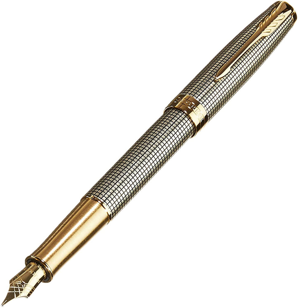 Parker Sonnet Premium Cisele Sterling Silver Gold Trim FP – 18k Nib