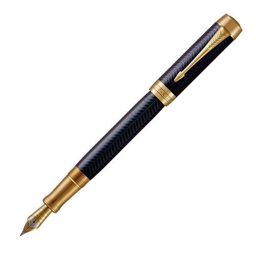 Parker Duofold Prestige Blue Chevron Gold Trim Fountain Pen