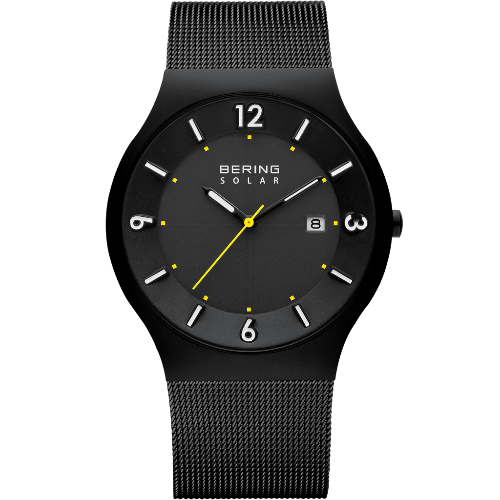 Bering Solar Brushed Black Mesh Watch