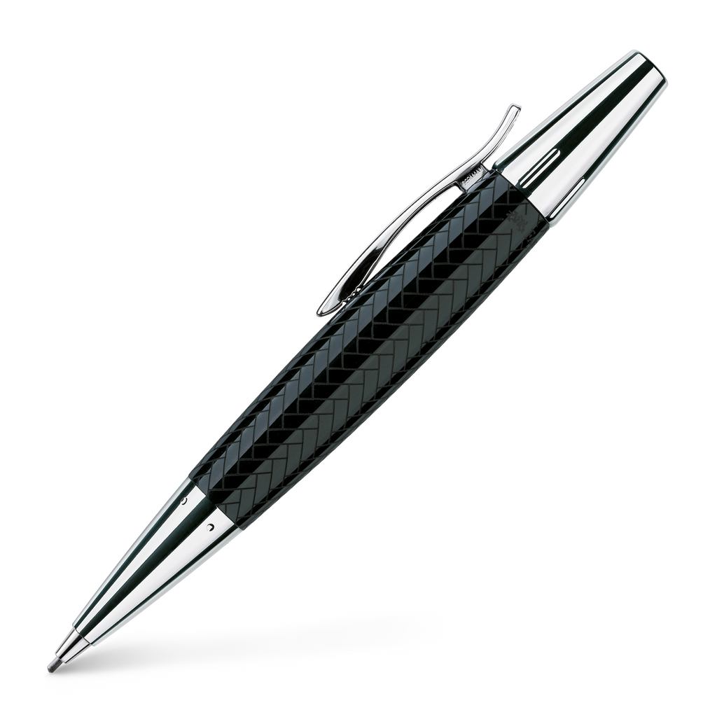 19-138351 e-motion PreciousResinParquetBlack TwistPencil ProductShot Diagonal Faber Castell
