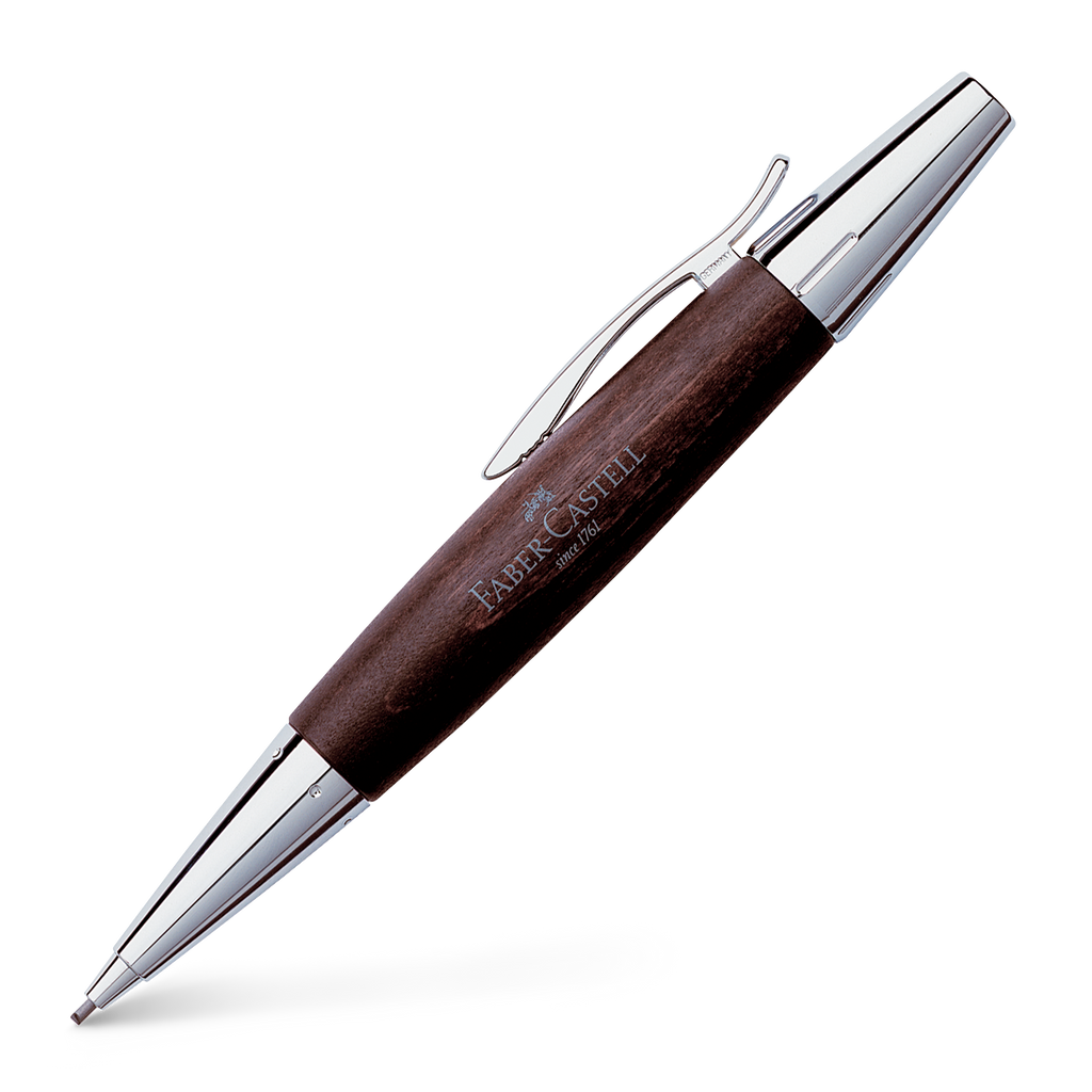 19-138381 e-motion PearwoodDarkBrown TwistPencil ProductShot Diagonal Faber Castell