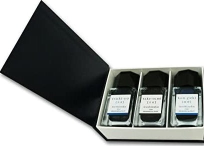 Pilot Iroshizuku 15ml 3 Bottle Set (Moonlight/ Bamboo Charcoal/ Deep Cerulean Blue)