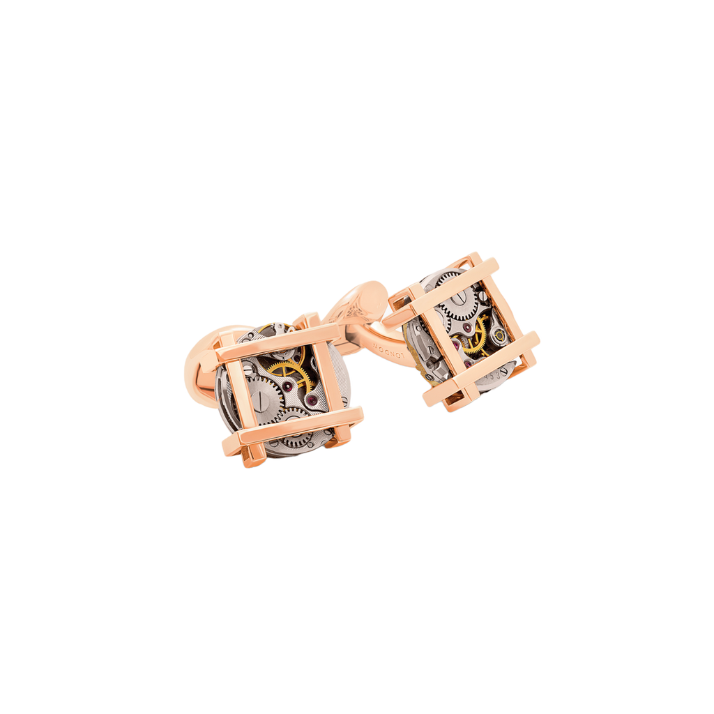 Tateossian Frame Vintage Skeleton cufflinks in rose gold plated stainless steel