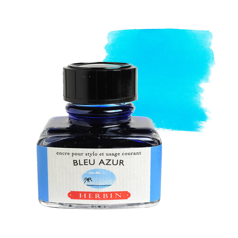 HERBIN - FOUNTAIN PEN INK - 30ML BOTTLE - OCEAN BLUE (BLEU AZURE)
