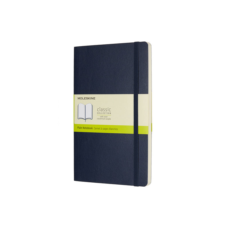 MOLESKINE - CLASSIC SOFT COVER NOTEBOOK - PLAIN - LARGE - SAPPHIRE BLUE