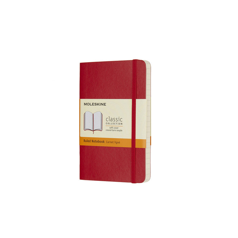 MOLESKINE - CLASSIC SOFT COVER NOTEBOOK - RULED - POCKET - SCARLET RED