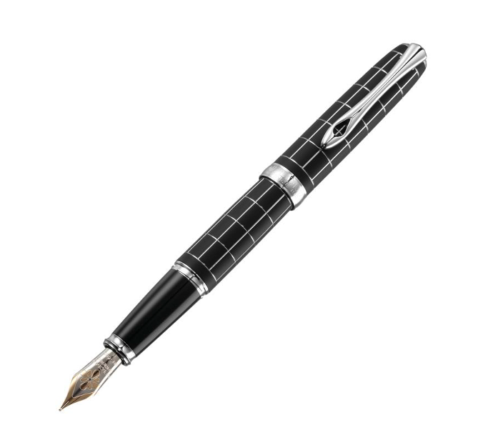 Diplomat Excellence A+ Rhombus Guilloche Black 14kt Fountain Pen