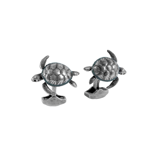 Tateossian Turtle mechanical cufflinks with black Swarovski elements