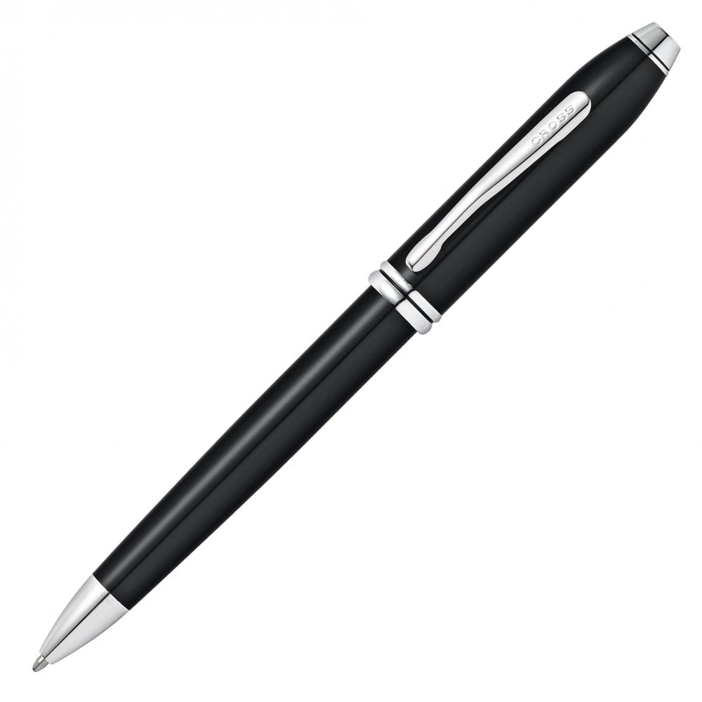 Cross Townsend Black Lacquer Chrome Trim Ballpoint Pen