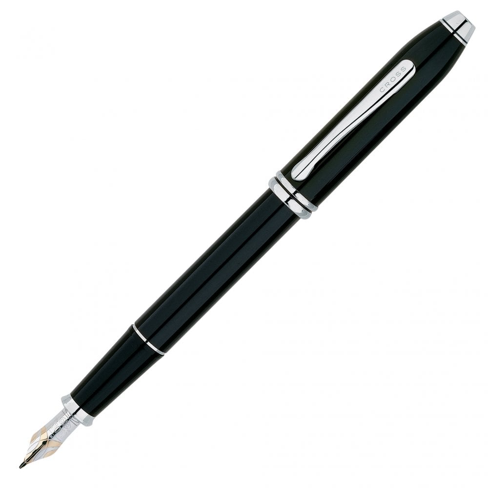 Cross Townsend Black Lacquer Chrome Trim Fountain Pen